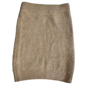 Lulus Tan Fuzzy Mini Skirt New Small  Wool Like Sweater